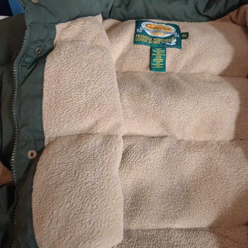 Cabela's Premier Northern Goose Down Puffer Vest Green 4XL Men Hunting